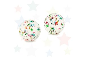 ‎TRENDHAUS TRENDHAUS 602114 Flummi „Sternchen“, 2 Stück, 45 mm, Große Springbälle mit super Sprungkraft, Silber Oder Weiß