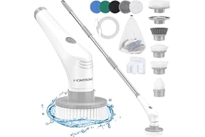 ‎HOMTRONICS Electric Cleaning Brush, [Upgrade Version] [IPX8 Waterproof] Homtronics Electric Brush with 10 Interchangeable Drill Brush Heads, Electric Spin Scrubber for Household, Bathroom, Tile Floor and Car
