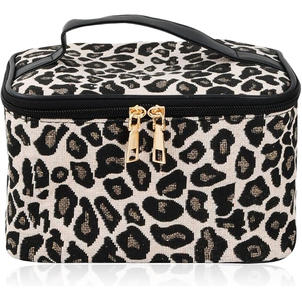 Trousse De Toilette Léopard - Sac De Voyage Organisateur Pour Maquillage Et Cosmétiques, 21x14x12 Cm