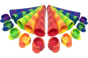 Bramble - 10 Premium Silikon Eisformen mit Deckel, Eis am Stiel Formen, Wassereis Formen (80ml / 20cm) - Lebensmittelecht & 100% BPA-Frei