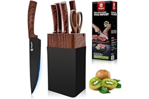 WEICLIANHP Set Couteaux de Cuisine 7 Pièces avec Porte Couteau Professionnel - Lames Acier Inoxydable Aiguisées, Manches Ergonomiques Antidérapants - Ensemble Couteaux de Chef pour Cuisine Maison