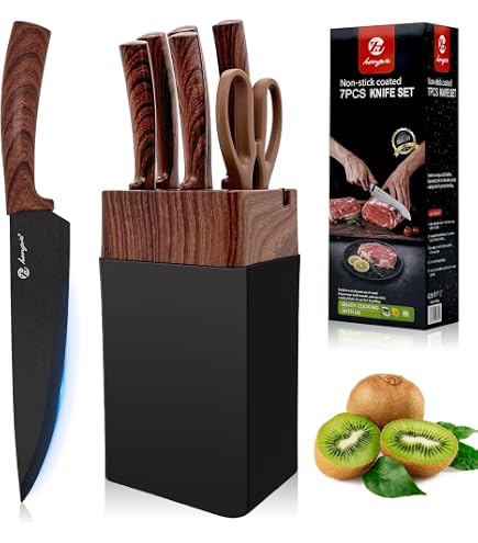 9-teiliges Küchenmesser-Set In Rosa – Inkl. Halter & Schärfer, Edelstahl, Antihaftbeschichtet