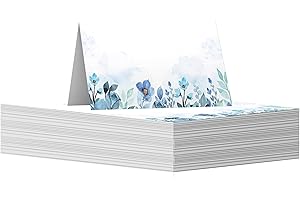 GIFTZIE 90 Pack Name Place Cards for Table - Blue Watercolour Flowers -Wedding Table Name Cards for Weddings, Engagement Party, Christmas Birthday Parties, 80mm x 80mm Wedding Table Plan Placecards Card