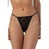 Tanga K&uuml;lot, Siyah, Polyamid, Transparan Kalp Desenli Mesh Kumaş, Slim Fit, Romantik ve Seksi Tasarım, Kadın