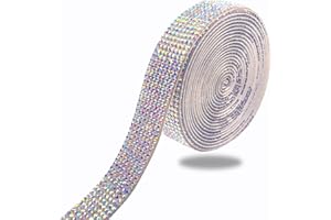 EMHTHME 3 Yarda Cintas Autoadhesivas de Diamantes, Cinta Adhesiva de Diamantes de imitación de cristal, DIY Color AB Cristal Pegatinas de Diamantes de 2 mm, para Arte de Manualidades, Decoración DIY(2cm)