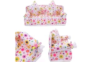 A-GOO B.S.I. Products STOREINBOX Mini Meubles Fleur Canapé Canapé +2 Coussins pour Poupée Barbie Maison Accessoires
