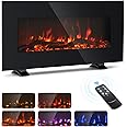 CO-Z 85cm Freestanding Electric Fireplace | 900W and 1800W Electric Fire with Thermostat, 5 Flame Effects, Log Display, and Remote Control for Bedroom Living Room Wall Decor