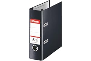Esselte VIVIDA 468670 – Lever Arch File, A5 Polypropylene, Precision Patented Mechanism, Capacity 500 Sheets, 75 mm Spine, Black, Designed for Office
