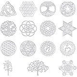 OLYCRAFT 15Stk Energy Rune Aufkleber Geometrie Orgon Pyramide Aufkleber Selbstklebende Silber Messing Aufkleber Energy Tower 