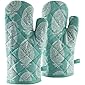 Amazon Brand - Solimo 100% Cotton Padded Oven Gloves Paisley, (Pack of 2, Blue)