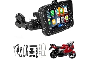 WOOYI Navegador GPS Moto, Pantalla Táctil 5 Pulgadas Carplay Inalámbrico, IPX7 Impermeable, Conexión BT, WiFi 4G USB Plug and Play, Posicionamiento Preciso, Mapa en Tiempo Real