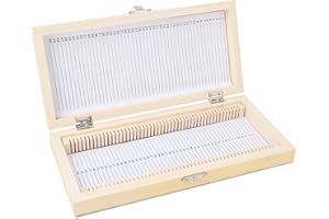 FAFEICY Portaobjetos Microscopio Caja Madera 50 Capacidad Almacenamiento Muestras Biológicas No Contaminación Seguro Y Organizado