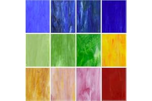 KIPHEPI Paquete de 12 hojas de 10 x 15 cm, texturas mixtas, hojas de vidrieras de cristal de arte catedral, suministros de mosaico surtidos para manualidades y fabricación de mosaicos