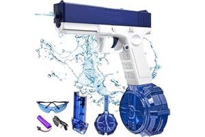 AOUZOVLI Pistolet à Eau électrique Water Gun pour Enfant Adulte Automatique Pistolet à Eau Puissant Full Auto Water Pistol Longue Distance à 32 Pieds Haute Capacité 434+58ML One-Button pour Piscine Plage Fête