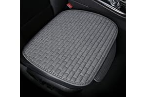 SMIUPIN Coprisedile auto universale in tessuto di lino, protettore del sedile dell'auto, cuscino antiscivolo per auto, camion, furgoni. (cuscino di seduta-anteriore, grigio)