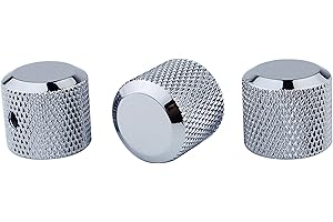 Guyker 3Pcs Potentiometer Control Knobs with 6mm(0.24”) Dia. Shaft Pot - High Grade Knurled Volume Tuning Audio Knob Replacement for Electric Guitar or Precision Bass - CNC Machined(Chrome)