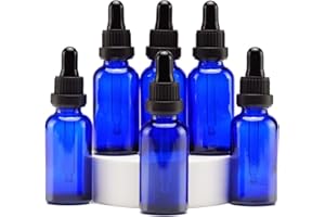 YIZHAO Azul Frasco Cuentagotas Cristal 30ml, con Goteros Cuentagotas Cristal, para Aceite Esencial, Laboratorio, Aromaterapia, Fragancia, Masaje, Cosméticos, Viajes - 6Pcs