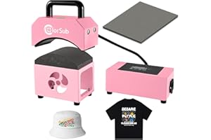 ColorSub Hat Press Cap Heat Press Machine, Mini Portable Heat Transfer for Sublimation Printer with Curved Heater, Digital Temp& Time Controller, Silicone Mat (Pink)