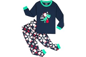 ELUTONG Boy's Christmas Pajamas Cotton Kids Santa Claus Snowmen Pjs Toddler Clothes Long Sleeve Sleepwear Sets 2-12 Years
