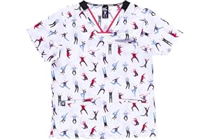 WORK TEAM Workteam Casaca Sanitaria Estampada Unisex, Tejido ELÁSTICO. Uniforme Sanitario, Conjunto Sanitario, Camisa Médico, Enfermera, Dentista, Estética, Veterinaria, Hostelería.