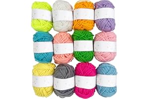 Czwander Wolle Zum Häkeln,12 Farben 10 g/20m Wolle Zum Stricken,Häkelwolle Baumwolle,Baumwolle ideal zum Häkeln,Zum Stricken,Häkeln Kunsthandwerk