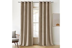 Woaboy Samtvorhänge Verdunkelungsvorhang Gardinen Samt mit Ösen Blickdicht für Wohnzimmer Blackout Curtains Thermovorhang Schalldämmend Schlafzimmer Vorhang 2er Set 140x245cm (B x H) Beige