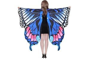 WAIST WOW Schmetterlingsflügel für Damen Schmetterling Kostüm Fancy Kleid Damen Motten Flügel Schmetterling Cape Halloween Kostüme, Blau, 168*135 cm