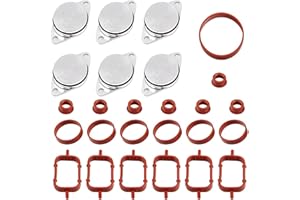 CLKE 26Pcs Kit de Suppression Clapet Admissiont,Joint Collecteur Admission,33mm Swirl Flap Bondes avec Joints Toriques,Clapet EchappemenAccessoir de la Culasse,11612246949,pour E90 E60 E46 E53 M57