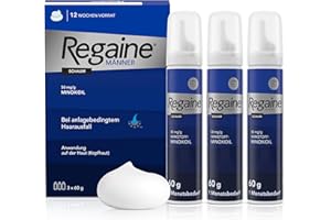 ‎REGAINE REGAINE Männer Schaum: 3-Monatspackung mit 50 mg/g Minoxidil, stoppt erblich bedingten Haarausfall bei Männern und regt das Haarwachstum an, 3 x 60 g