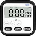 Kitchen Timer, 24-Hours Digital Timer with Clock for Cooking, Loud Alarm & Strong Magnet, Count-Up & Count Down for Kitchen Baking Sports Games Office Study (Pack of 1, Black)