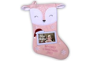 HEART'S SIGN Heart’s Sign Primer calcetín de Navidad del bebé 2023 | Mi Primera Navidad con mi niño o niña | Medias para recién Nacidos - Adornos navideños (Rosa)