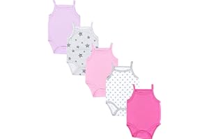 TupTam Baby Mädchen Body Ärmellos Sommer Babybody mit Spaghettiträger 5er Pack