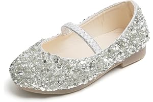 MNSZCN Princess Shoes Girls Glitter Mary Jane Flat Sandal Sequin Party Wedding Birthday Dress Cosplay Shoes for 2-7 Years Toddlers Kids