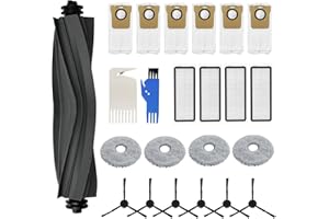 YEERAIN 23 Kit de Accesorios para Dreame L20 Ultra Robot Aspirador, 6 Bolsas de Polvo 6 Cepillos Laterales 4 Mopa Paños 4 Filtros 1 Cepillos Principales 2 Herramientas de Limpieza
