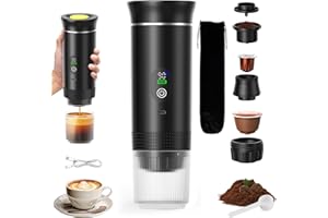 VHV Caffettiera portatile 3 in 1, ricaricabile per macchina da caffè portatile da viaggio, 12 V, macchina da caffè espressa per capsule, caffè macinato, per campeggio, ufficio, viaggio, casa, auto