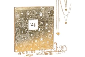 Mes-bijoux.fr Calendrier de l'Avent Doré Noël 2022 à 24 Bijoux Tendances pour Femme, Dorée, (calendrier-22_G)