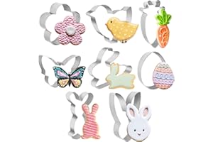 BLIENKREBY 8 Pezzi Formine Biscotti Pasqua, Stampi per Biscotti Pasquali, Tagliabiscotti Acciaio Inox Modello Pasqua, Farfalla, Coniglietto, Carota, Pulcino, Uovo, Pulcino, Regalo Pasquale
