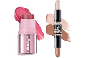 Misslyn Set Multi-Stick Viso, Occhi e Labbra – Stick 3 in 1 Blush, Rossetto e Ombretto con Burro di Karité – 2 in 1 Contouring Illuminante Viso - Facile da Applicare Texture Cremosa, Effetto Naturale