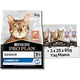 Pro Plan Original Senior Somonlu Kuru Kedi Maması 3 kg + Purina Pro Plan Healthy Start Sos İ&ccedil;inde Hindi Etli Yavru Kedi Mamas