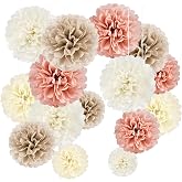 YBwanli 20 Pieces Paper Flowers Decoration, Paper Pompoms, Wedding Decoration, Christening Handkerchief, Birthday Decoration,