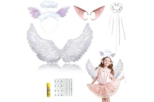 GUGATAD Alas de Angel,Alas y Halo de Ángel,Alas de Angel 60*40CM,Alas de Ángel Disfraz,Disfraz de Alas de Ángel,Alas de Angel para Niña,Alas de Angel con halo para Halloween Carnaval Cosplay Fiesta Disfraces
