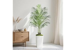 Keeplush Palmera artificial de 5 pies con maceta blanca de interior, palmera tropical falsa con 13 troncos, plantas de seda sintética para el hogar, oficina, sala de estar, dormitorio, decoración