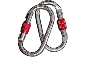 MEROURII Karabinerhaken Groß, 2 Stück Karabiner zum Klettern, 25 KN Schwerlast Edelstahl Karabiner Schraubkarabiner für Camping Outdoor Klettern Abseilen, 2300 Kg Belastbarkeit