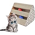 Emily Pets Cat Scratcher Cardboard 2 in 1 Reversible Scratching Pad Recyclable Corrugated Scratch Toy with Arch Shape Cat Scratch Lounge for Furniture Protection Scratch Board for Sweet Cats