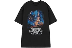 Star Wars Mens Black Short Sleeved T-Shirt | Classic Sci-Fi Graphic Tee | Retro Darth Vader, Luke Skywalker & Yoda Print Apparel for Men | Movie Merchandise Gift