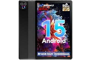 MUISOO Tablet 10 Inch Android 15, Tablets 16GB RAM 1TB Expandable, Android Tablet 1332 * 800 HD, 5G WiFi, BT5.4, 5MP Dual Camera, Tab PC 5000mAh Battery, GMS Widevine L1 (Black)
