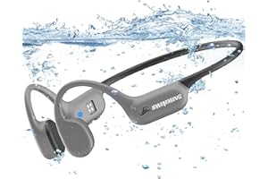 GUUDSOUD Casque Conduction Osseuse Bluetooth 5.4, Écouteur Natation sans Fil, mémoire 32 Go intégrée, Lecteur MP3 Étanche IP68, Ecouteur Waterproof Natation, Ecouteur Piscine pour Cyclisme, Sport, Natation