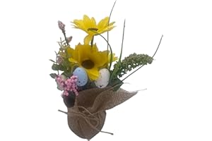 AKEDE Easter decorations - Potted Easter Artificial Flowers, Artificial Flowers, Egg Ornaments, Flower Display, Tabletop Decoration, Tabletop Ornament, Easter Decoration, Easter Eggs (Yellow)