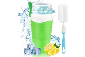 TAPVAI Slushy Maker, Slush Cup, Lody do wyrabiania Slushy Cup, Quick Frozen Magic Cup, Silikonowy kubek Slushy Maker, Slush Cup z łyżką ze słomką do samodzielnego coli lub soku（zielony）