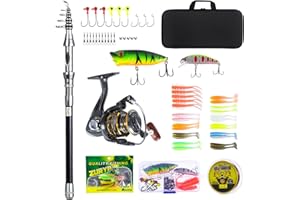 SENPRITY 2.1M Fibra di Carbonio Canna da Pesca e Reel Combo Set, Canna da Pesca Telescopica Spinning Reel Lures Set con Carrier Bag Rod Fish Pole Kit con Fish Line Fly Fishing Reel Fishing Set Regali da Pesca